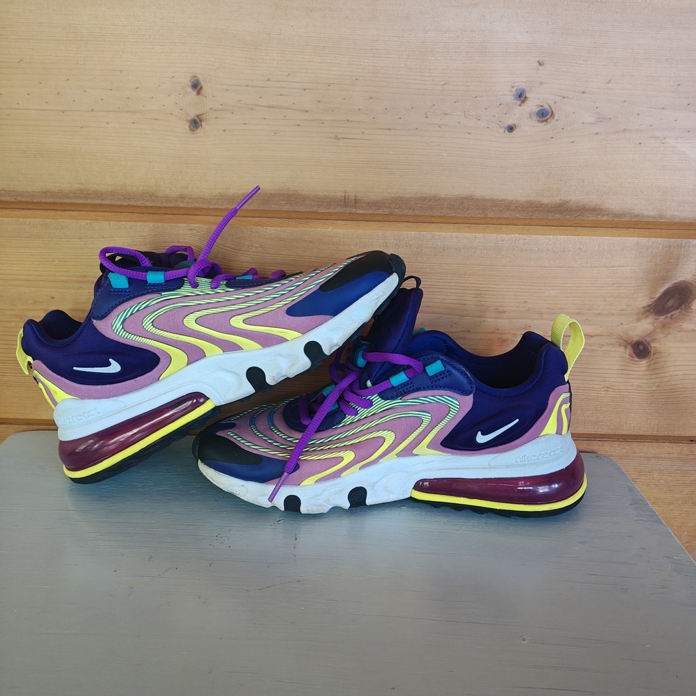 Nike Air Max 270 React Eggplant Magic Flamingo CK2595-500 Women's Size 7 EUC - Picture 1 of 7